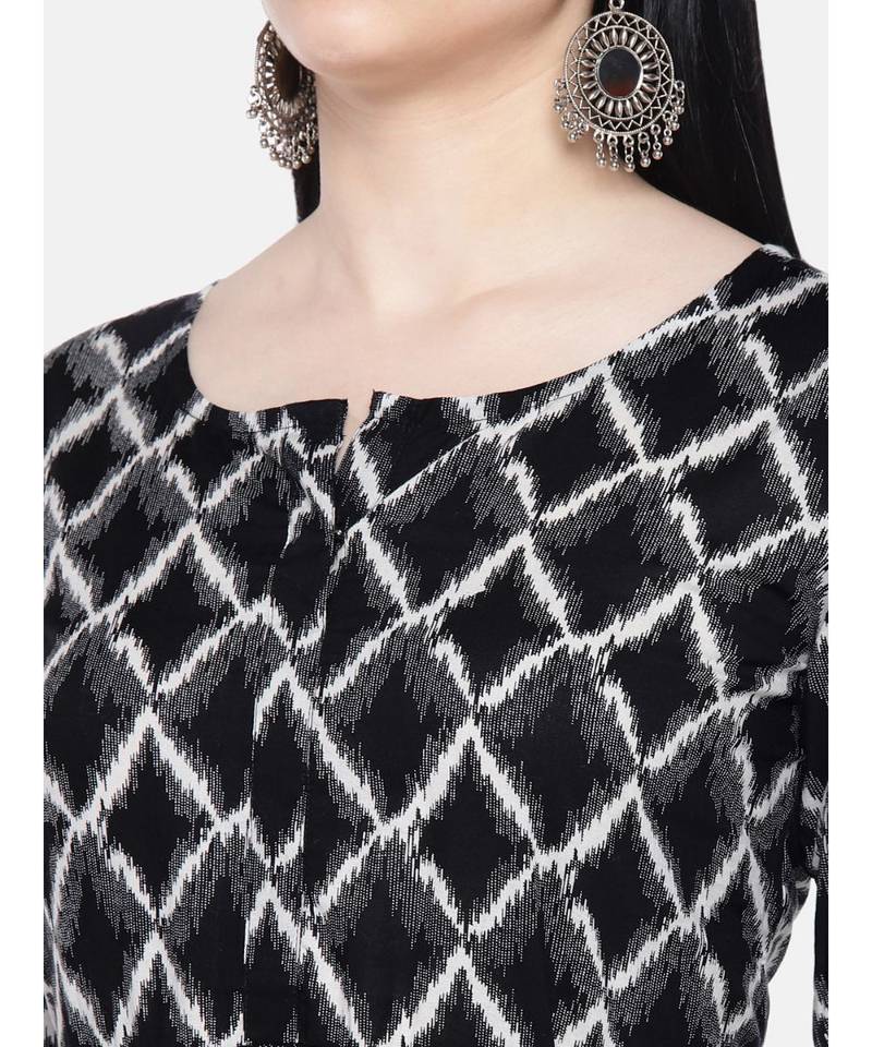 black printed rayon kurtis