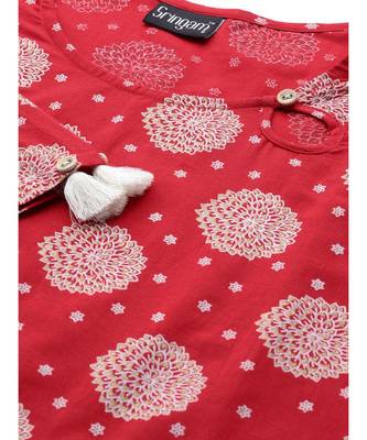 red printed cotton kurta-sets 2