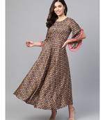 brown printed rayon kurtis