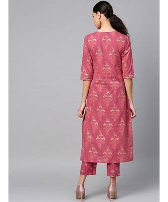 purple printed cotton kurta-sets 3