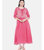 pink embroidered cotton kurtis