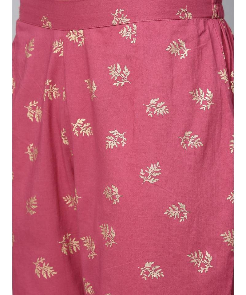 purple printed cotton kurta-sets