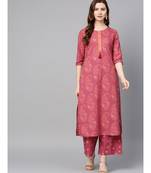 purple printed cotton kurta-sets