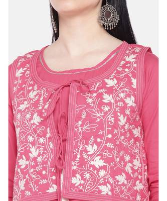 pink embroidered cotton kurtis 5