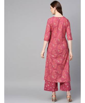 purple printed cotton kurta-sets 3