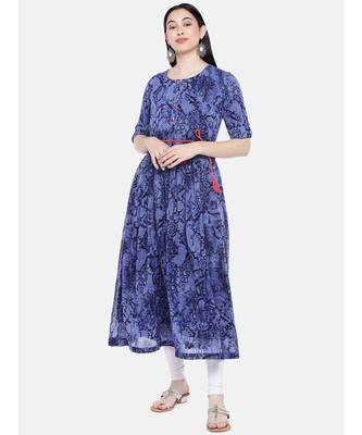 blue printed georgette kurtis 1