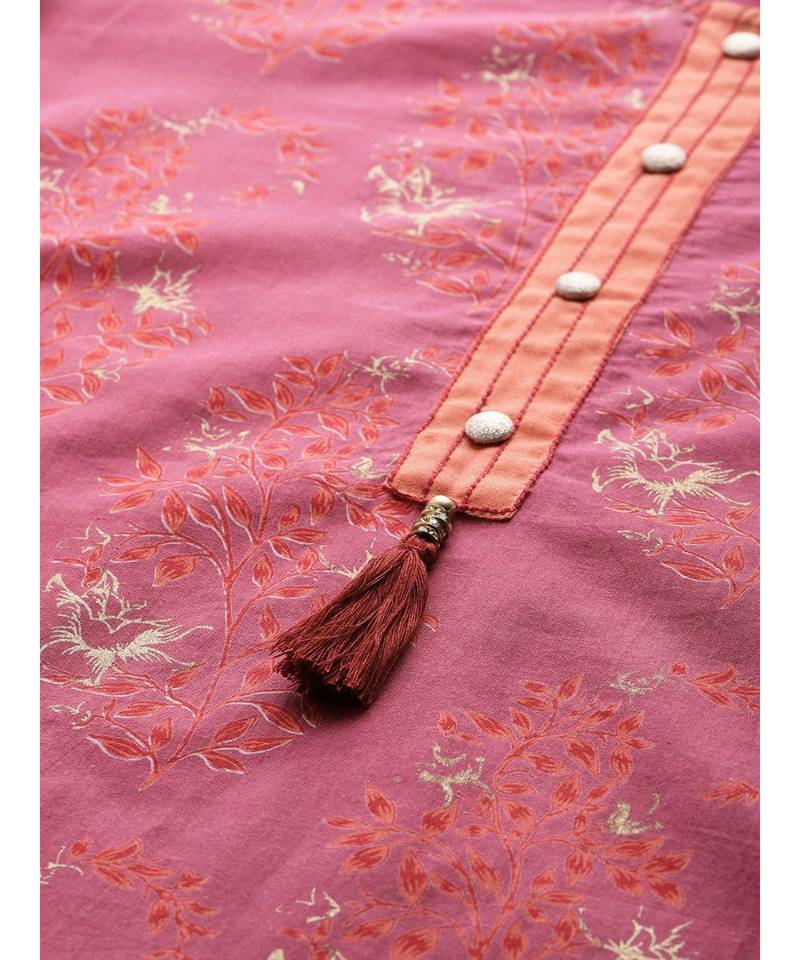 purple printed cotton kurta-sets