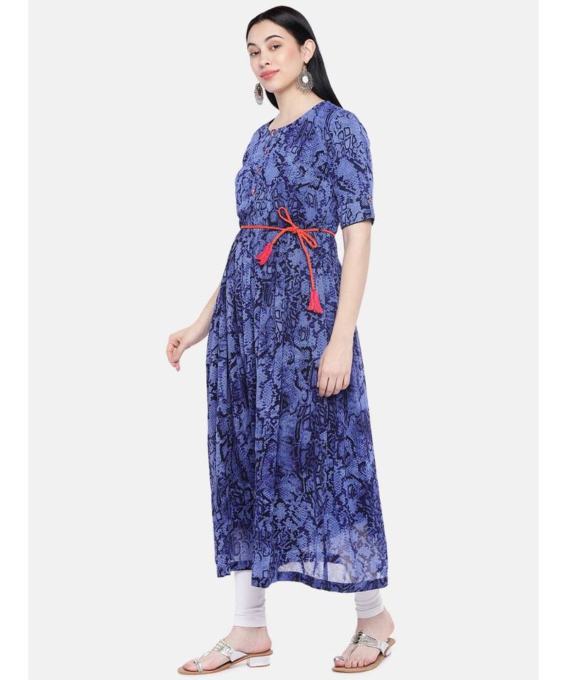 blue printed georgette kurtis