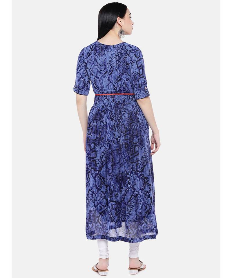 blue printed georgette kurtis