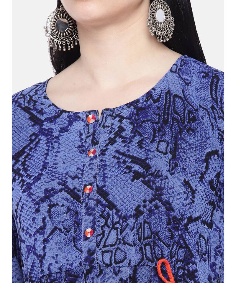 blue printed georgette kurtis
