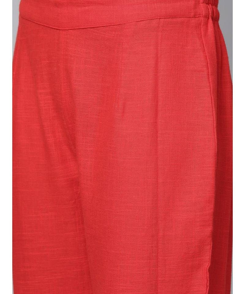 peach printed cotton kurta-sets