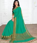 Green plain art silk saree