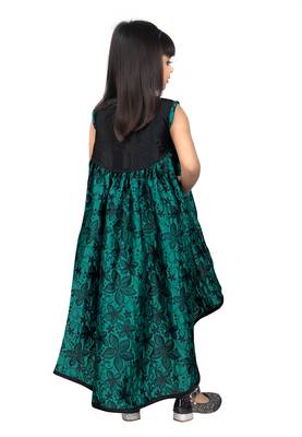 Kids Green Brocade Frock  3