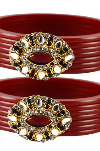 Maroon Crystal Bangles And Bracelets