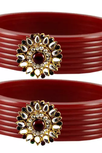 Maroon Crystal Bangles And Bracelets