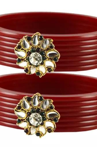 Maroon Crystal Bangles And Bracelets