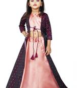Girls Cotton silk  Maroon Cotty And Brown Indo-western Dress 
