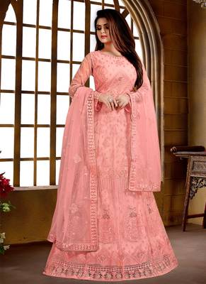 Pink embroidered net salwar 3