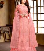 Pink embroidered net salwar