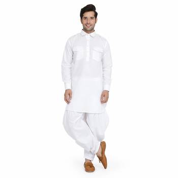 White plain silk blend dhoti-kurta 2
