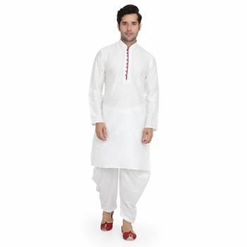 White plain silk blend dhoti-kurta 1