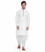 White plain silk blend dhoti-kurta