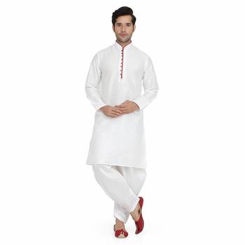 White plain silk blend dhoti-kurta 2