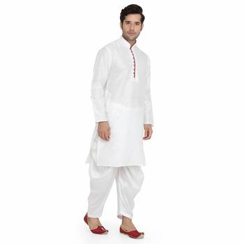 White plain silk blend dhoti-kurta 3
