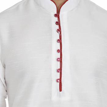 White plain silk blend dhoti-kurta 4