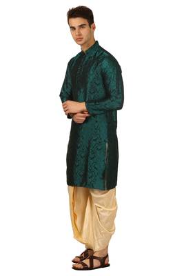 Green plain silk dhoti-kurta 2