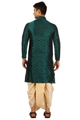 Green plain silk dhoti-kurta 3