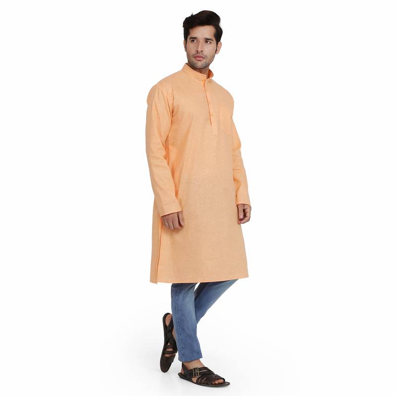 Orange plain silk kurta Royal Kurta 3252318