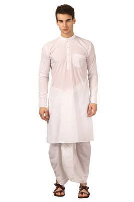 White plain cotton dhoti-kurta 1