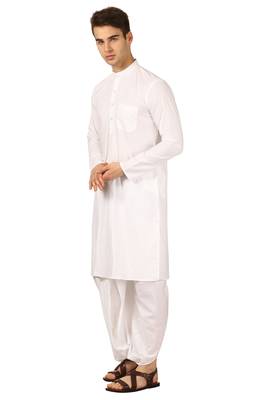 White plain cotton dhoti-kurta 2