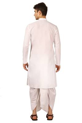 White plain cotton dhoti-kurta 3