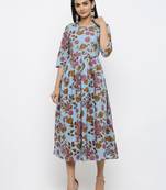 Blue printed cotton kurtas-and-kurtis