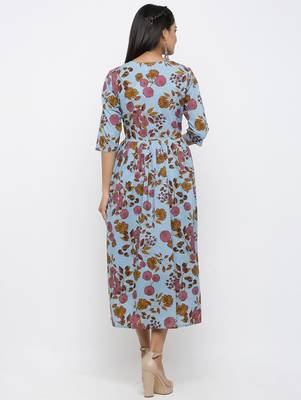 Blue printed cotton kurtas-and-kurtis 5