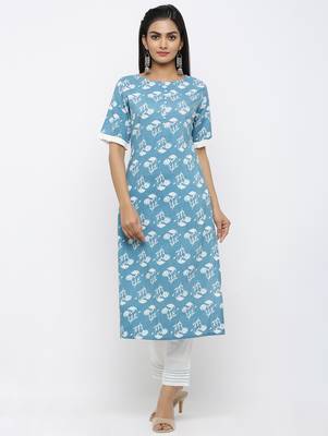 Blue printed rayon kurtas-and-kurtis 1