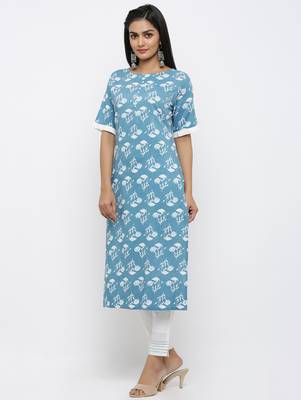Blue printed rayon kurtas-and-kurtis 2