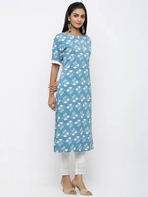 Blue printed rayon kurtas-and-kurtis 3