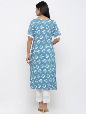 Blue printed rayon kurtas-and-kurtis 5