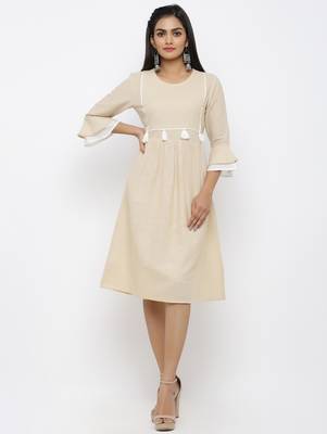 Beige printed cotton kurtas-and-kurtis 1
