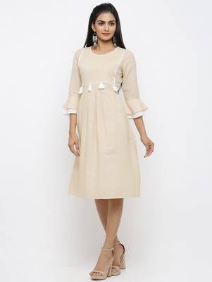Beige printed cotton kurtas-and-kurtis 2