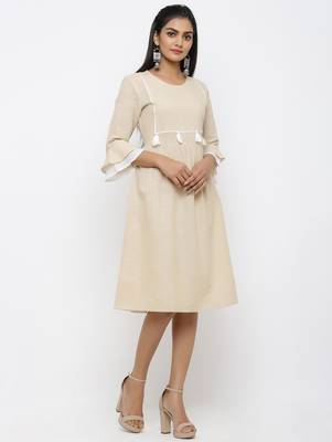 Beige printed cotton kurtas-and-kurtis 3