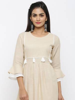 Beige printed cotton kurtas-and-kurtis 4