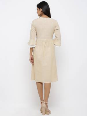 Beige printed cotton kurtas-and-kurtis 5