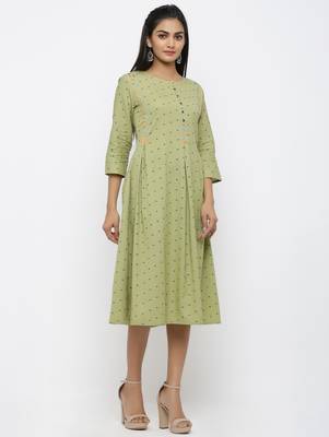 Green printed cotton kurtas-and-kurtis 3