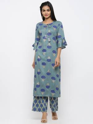Blue printed rayon kurtas-and-kurtis 1