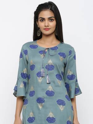 Blue printed rayon kurtas-and-kurtis 3