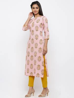 Pink printed cotton kurtas-and-kurtis 2